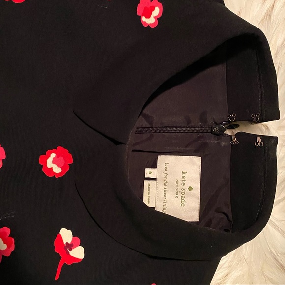 Kate Spade Dress Color: Black with pink flowers Size: 6 - Picture 2 of 5